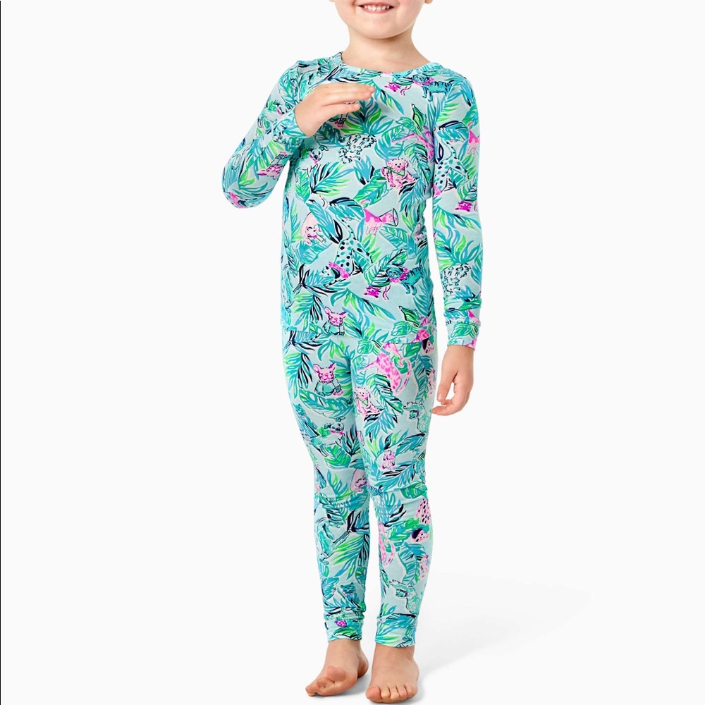 Sammy pajama set sea salt blue barking up the palm tree